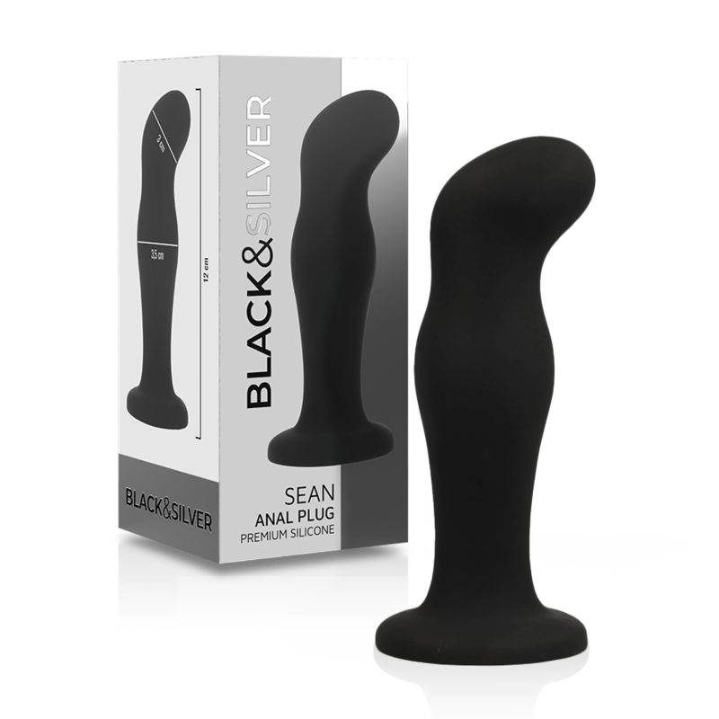 BLACK&SILVER - SEAN PREMIUM ANALE PLUG VAN SILICONEN ZWART
