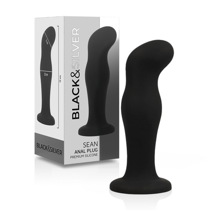 BLACK&SILVER - SEAN PREMIUM ANALE PLUG VAN SILICONEN ZWART