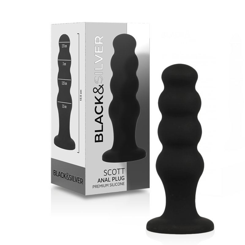 BLACK&SILVER - SCOTT PREMIUM ANALE PLUG VAN SILICONEN ZWART
