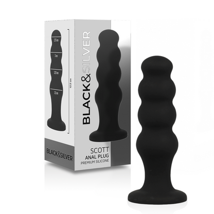 BLACK&SILVER - SCOTT PREMIUM ANALE PLUG VAN SILICONEN ZWART