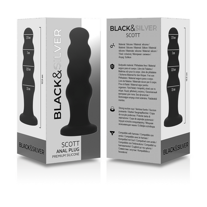 BLACK&SILVER - SCOTT PREMIUM ANALE PLUG VAN SILICONEN ZWART