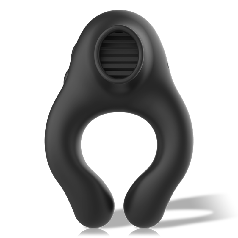 ZWART&ZILVER - SILICONEN VIBRATORRING 3 MOTOREN OPLAADBAAR ZWART