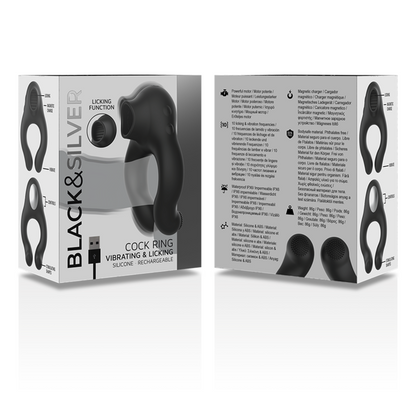 ZWART&ZILVER - SILICONEN VIBRATORRING 3 MOTOREN OPLAADBAAR ZWART