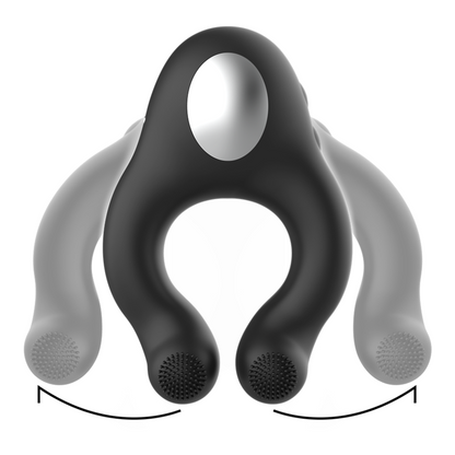 ZWART&ZILVER - SILICONEN VIBRATORRING 3 MOTOREN OPLAADBAAR ZWART