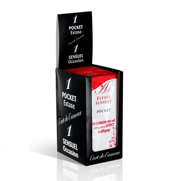 EXTASE SENSUAL - MASSAGEOLIE MET WARMTE-EFFECT EN FEROMONEN, LOLLYPOP 10 ML