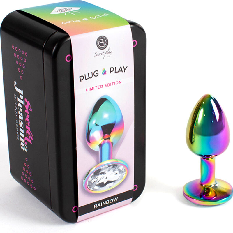 SECRETPLAY - METALEN BUTTPLUG REGENBOOG KLEIN FORMAAT 7 CM