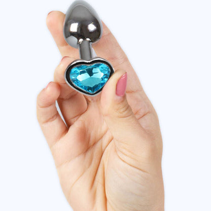 SECRETPLAY - METALEN BUTTPLUG BLAUW HART KLEIN FORMAAT 7 CM