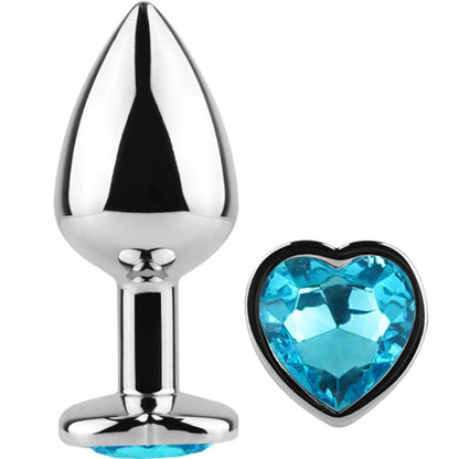 SECRETPLAY - METALEN BUTTPLUG BLAUW HART KLEIN FORMAAT 7 CM