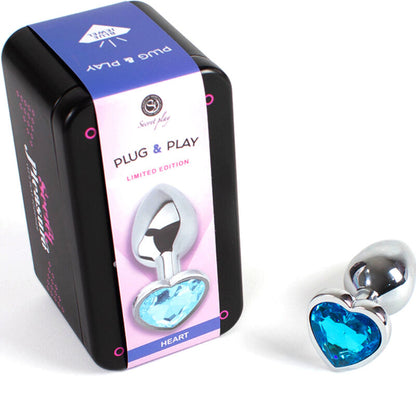 SECRETPLAY - METALEN BUTTPLUG BLAUW HART KLEIN FORMAAT 7 CM