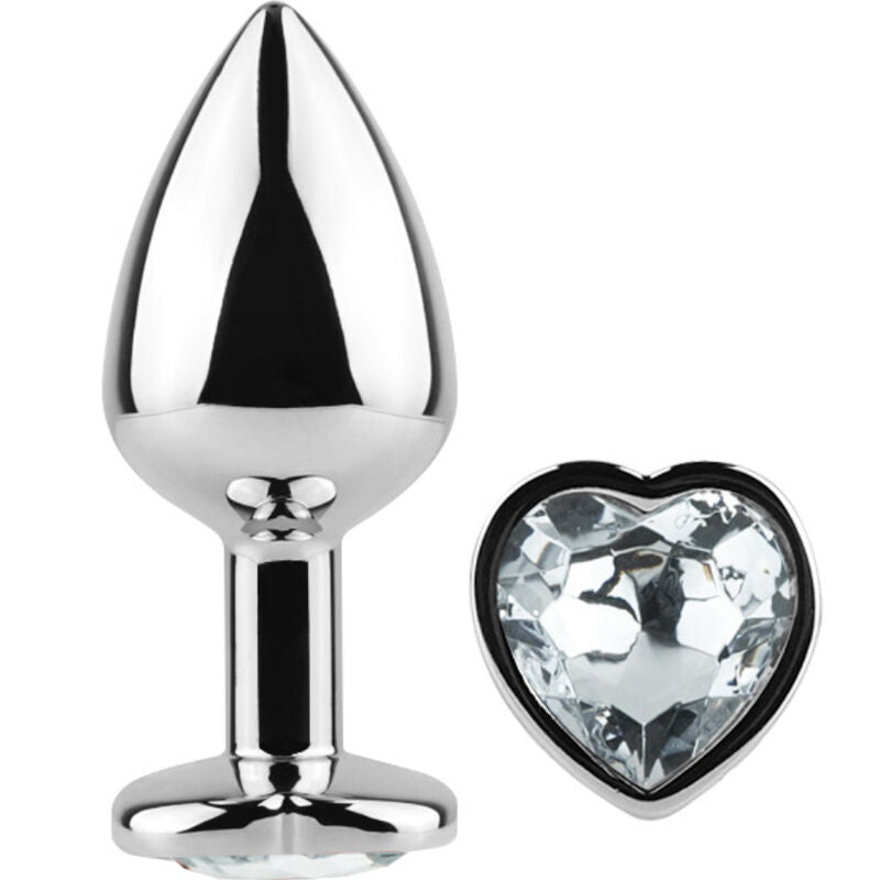 SECRETPLAY - METALEN BUTTPLUG TRANSPARANT KRISTALLEN HART KLEIN FORMAAT 7 CM