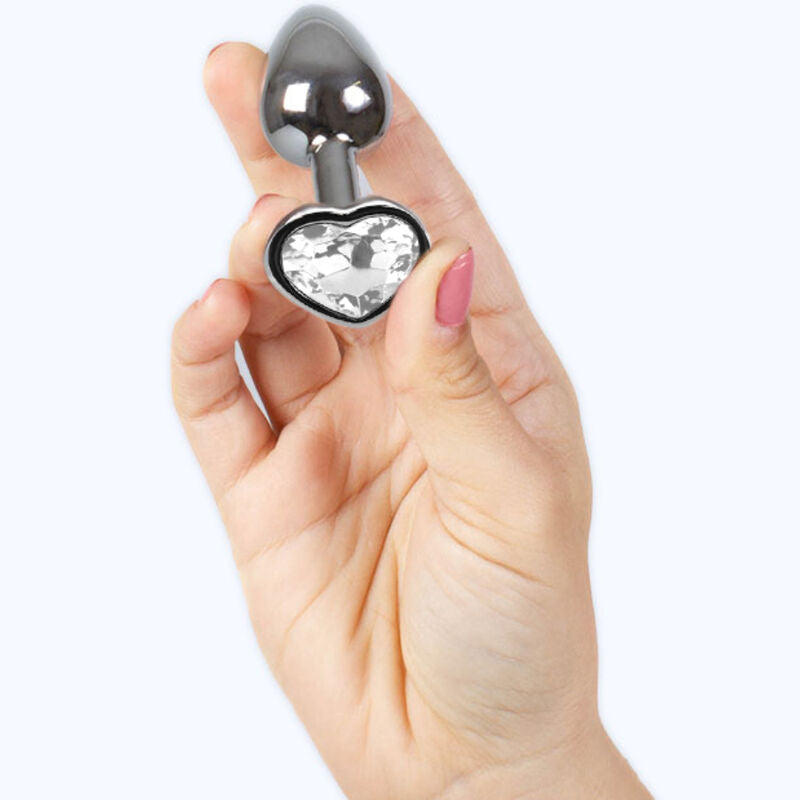 SECRETPLAY - METALEN BUTTPLUG TRANSPARANT KRISTALLEN HART KLEIN FORMAAT 7 CM