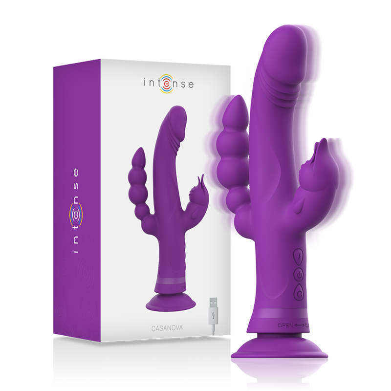 INTENSE - CASANOVA KONIJNENVIBRATOR VAN SILICONEN MET DRIE MOTOREN PAARS