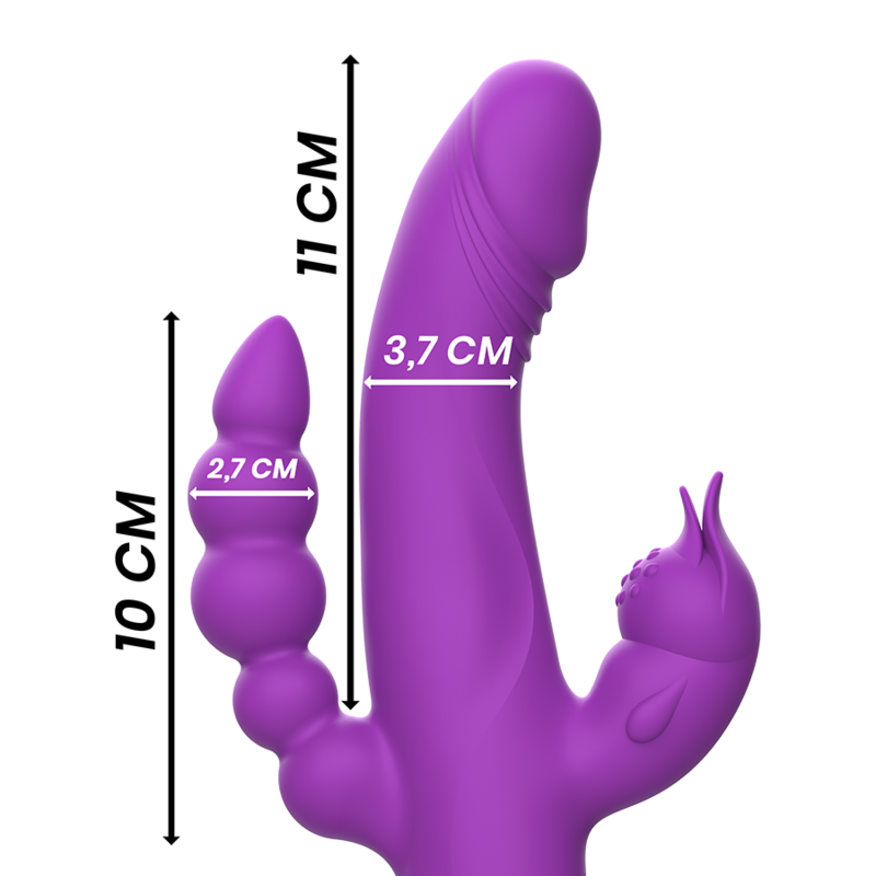INTENSE - CASANOVA KONIJNENVIBRATOR VAN SILICONEN MET DRIE MOTOREN PAARS