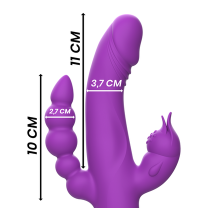 INTENSE - CASANOVA KONIJNENVIBRATOR VAN SILICONEN MET DRIE MOTOREN PAARS
