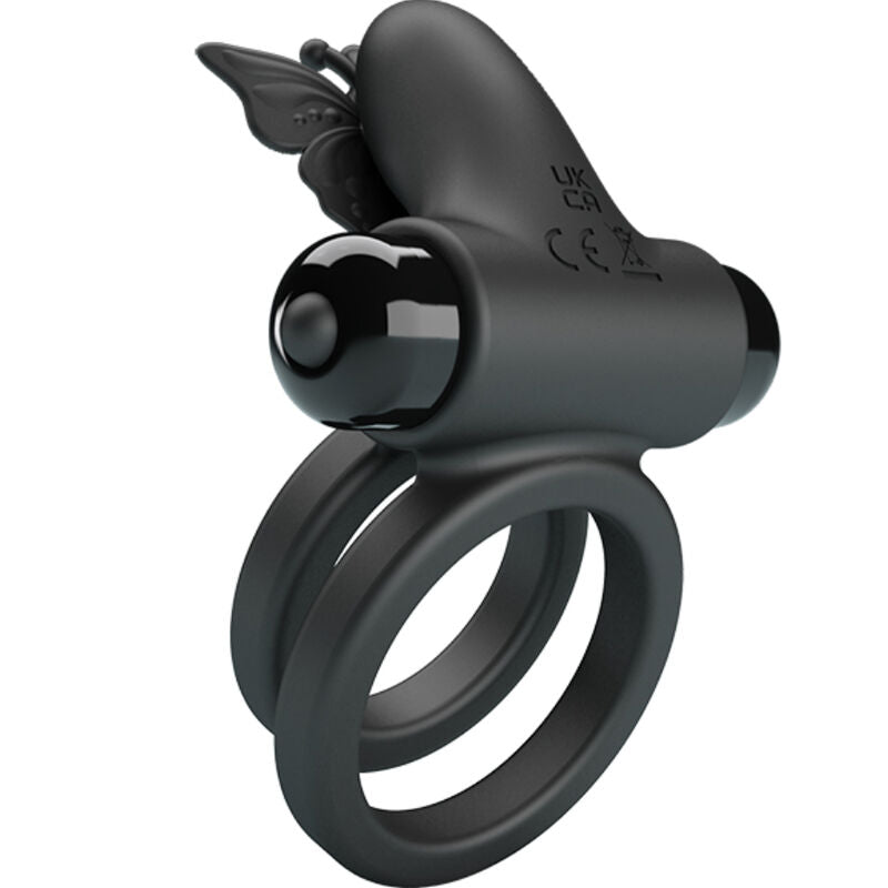 PRETTY LOVE - DUBBELE VIBRERENDE RING MET ZWARTE STIMULATOR