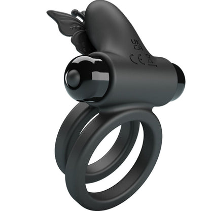 PRETTY LOVE - DUBBELE VIBRERENDE RING MET ZWARTE STIMULATOR