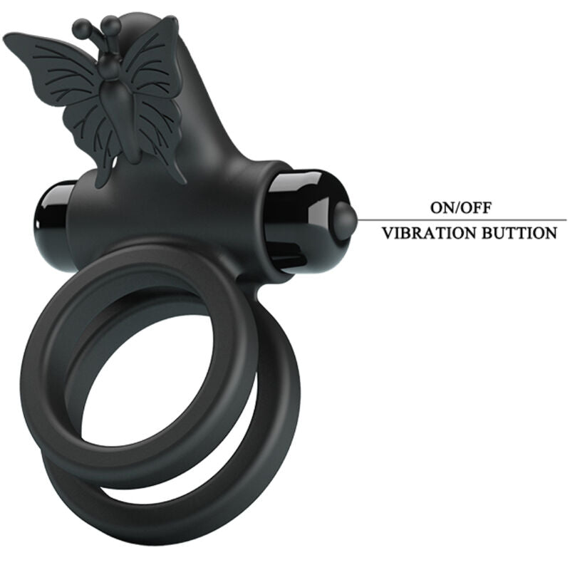 PRETTY LOVE - DUBBELE VIBRERENDE RING MET ZWARTE STIMULATOR