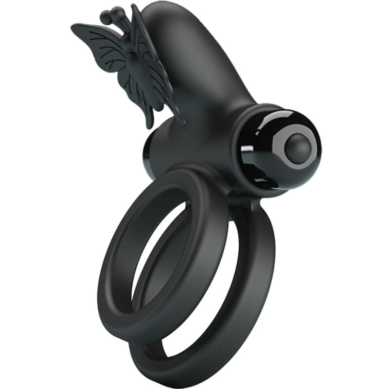 PRETTY LOVE - DUBBELE VIBRERENDE RING MET ZWARTE STIMULATOR