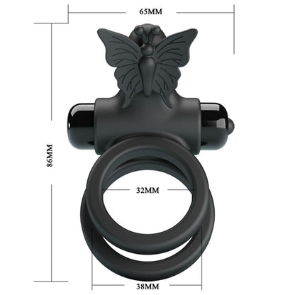 PRETTY LOVE - DUBBELE VIBRERENDE RING MET ZWARTE STIMULATOR