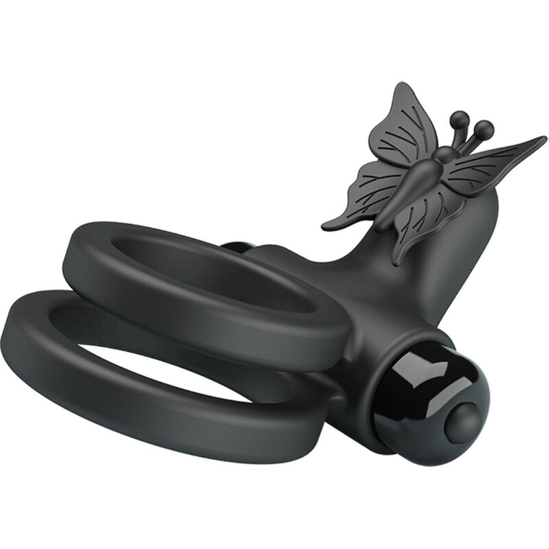 PRETTY LOVE - DUBBELE VIBRERENDE RING MET ZWARTE STIMULATOR