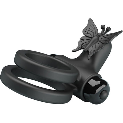 PRETTY LOVE - DUBBELE VIBRERENDE RING MET ZWARTE STIMULATOR