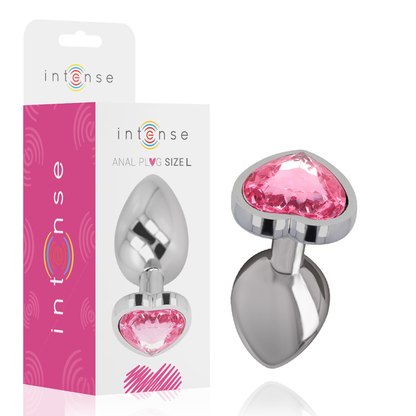 INTENSE - PINK HEART anale plug van aluminium, maat L