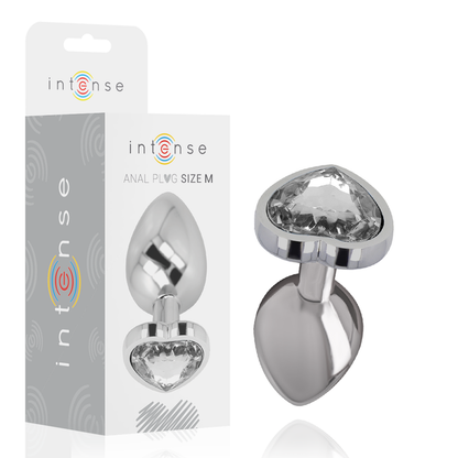 INTENSE - WHITE HEART anale plug van aluminium, maat M