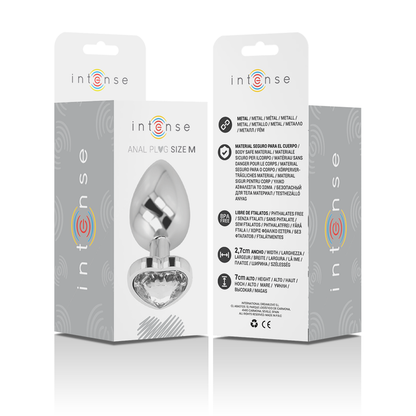INTENSE - WHITE HEART anale plug van aluminium, maat M