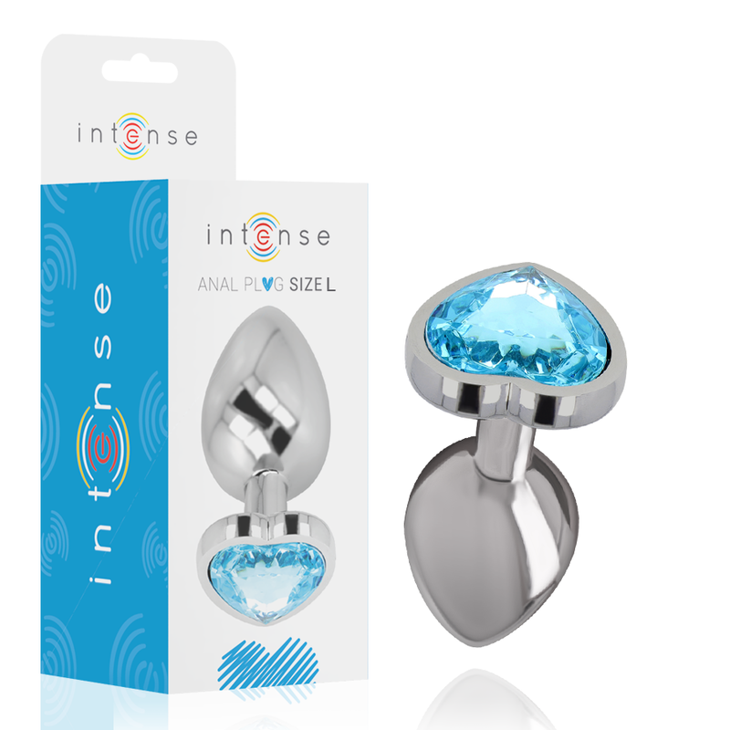 INTENSE - BLUE HEART anale plug van aluminium, maat L