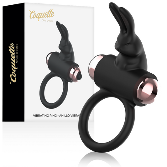 COQUETTE CHIC DESIRE - COCKRING MET VIBRATOR ZWART/GOUD