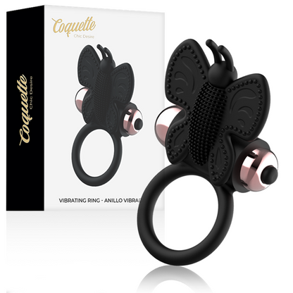 COQUETTE CHIC DESIRE - COCKRING VLINDER MET VIBRATOR ZWART/GOUD
