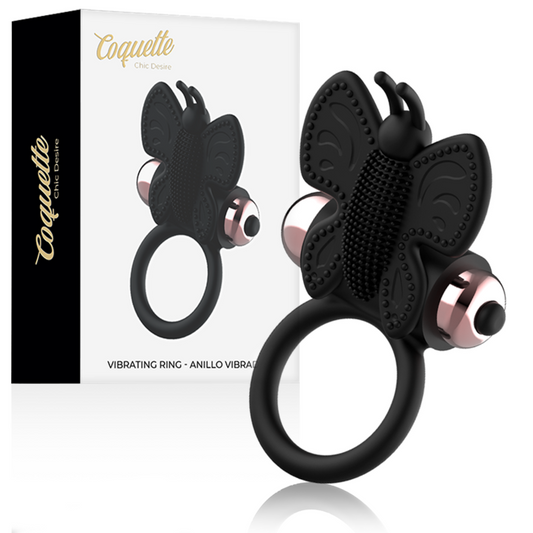 COQUETTE CHIC DESIRE - COCKRING VLINDER MET VIBRATOR ZWART/GOUD