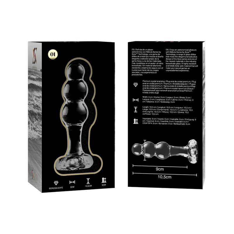 NEBULA SERIES BY IBIZA - MODEL 1 anale plug van borosilicaatglas, transparant, 10.5 CM -O- 3 CM