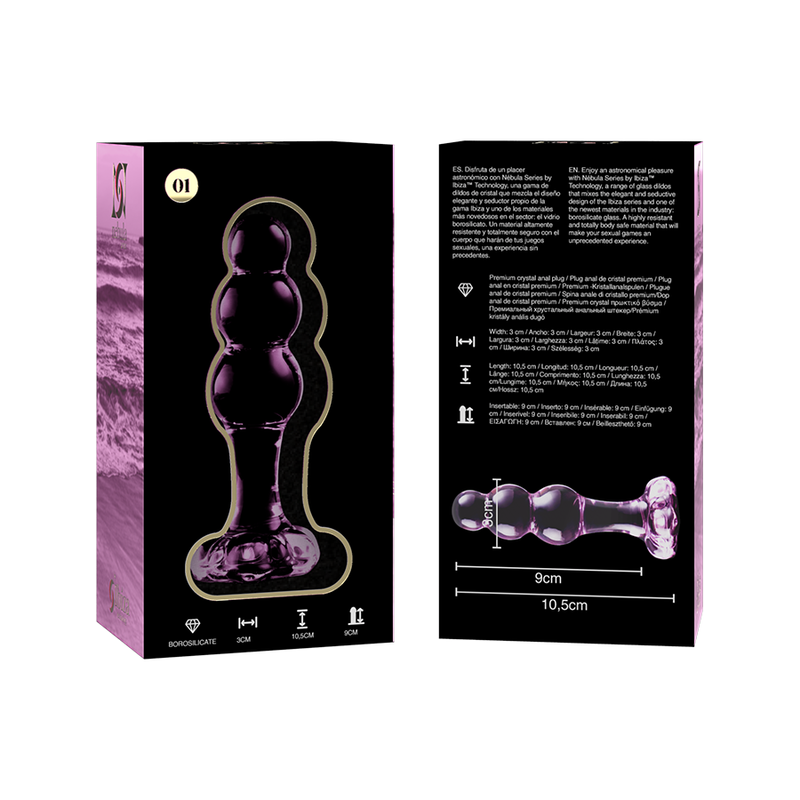 NEBULA SERIES BY IBIZA - MODEL 1 anale plug van borosilicaatglas, roze, 10.5 CM -O- 3 CM
