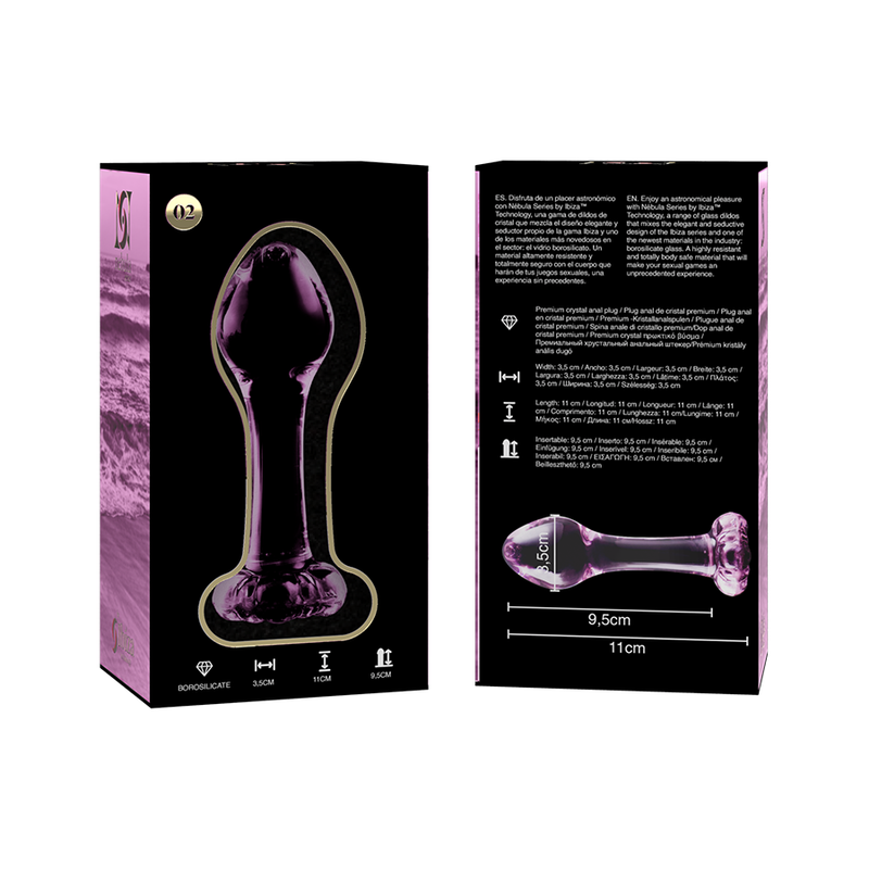 NEBULA SERIES BY IBIZA - MODEL 2 anale plug van borosilicaatglas, roze, 11 CM -O- 3.5 CM