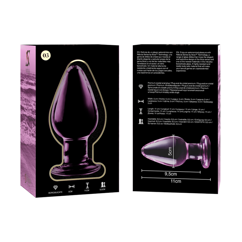 NEBULA SERIES BY IBIZA - MODEL 3 anale plug van borosilicaatglas, roze, 11 CM -O- 5 CM