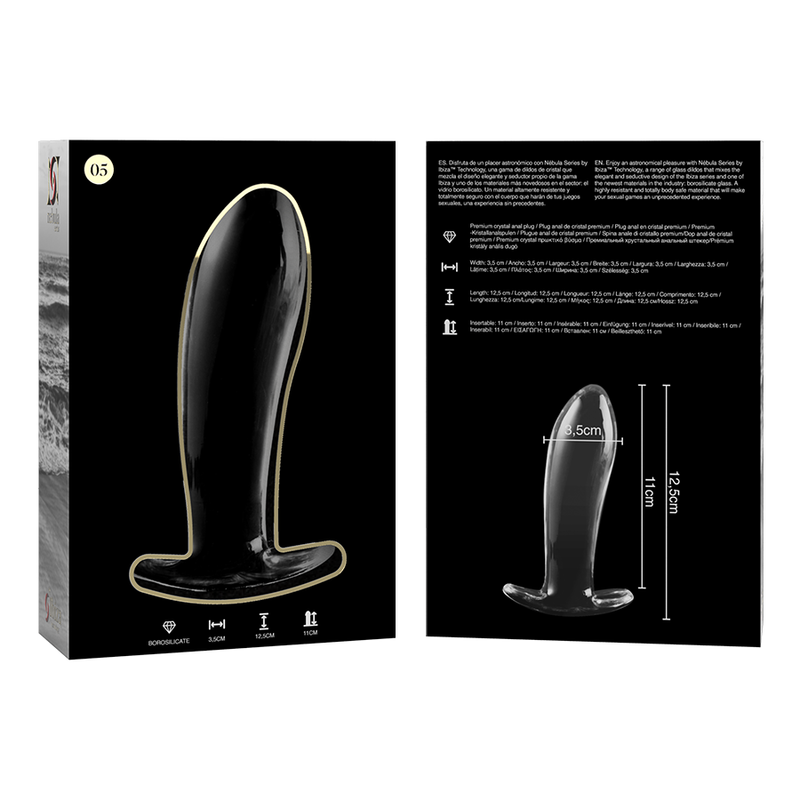 NEBULA SERIES BY IBIZA - MODEL 5 anale plug van borosilicaatglas, transparant, 12.5 CM -O- 3.5 CM