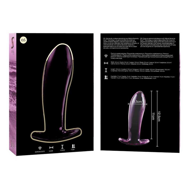 NEBULA SERIES BY IBIZA - MODEL 5 anale plug van borosilicaatglas, roze, 12.5 CM -O- 3.5 CM