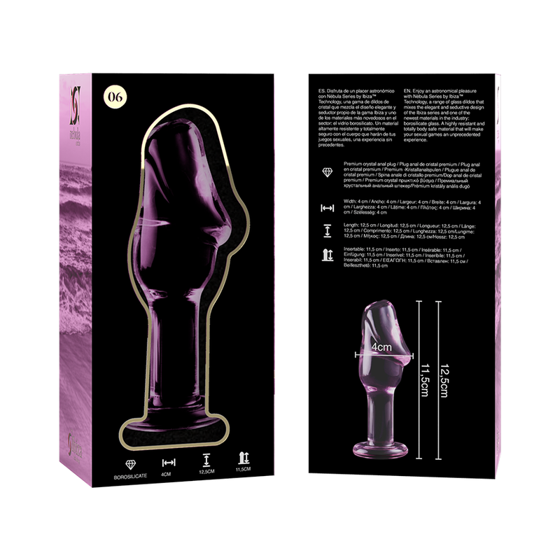 NEBULA SERIES BY IBIZA - MODEL 6 anale plug van borosilicaatglas, roze, 12.5 CM -O- 4 CM