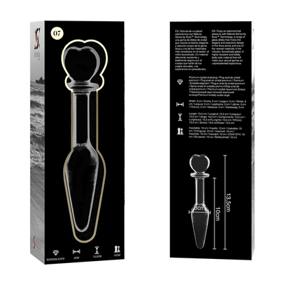 NEBULA SERIES BY IBIZA - MODEL 7 anale plug van borosilicaatglas, transparant, 13.5 CM -O- 3 CM