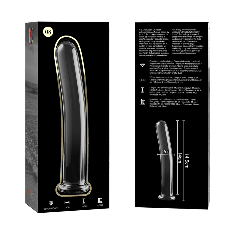 NEBULA SERIES BY IBIZA - MODEL 8 dildo van borosilicaatglas, transparant, 14.5 CM -O- 2 CM