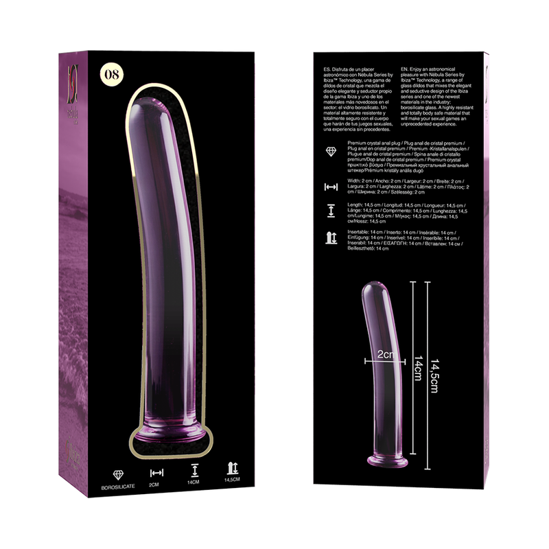 NEBULA SERIES BY IBIZA - MODEL 8 dildo van borosilicaatglas, roze, 14.5 CM -O- 2 CM