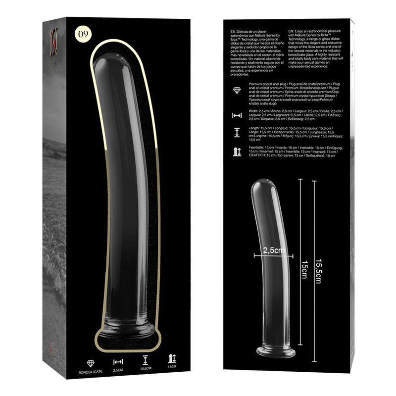 NEBULA SERIES BY IBIZA - MODEL 9 dildo van borosilicaatglas transparant 15.5 CM -O- 2.5 CM