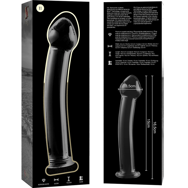 NEBULA SERIES BY IBIZA - MODEL 11 dildo van borosilicaatglas transparant 16 CM -O- 3 CM