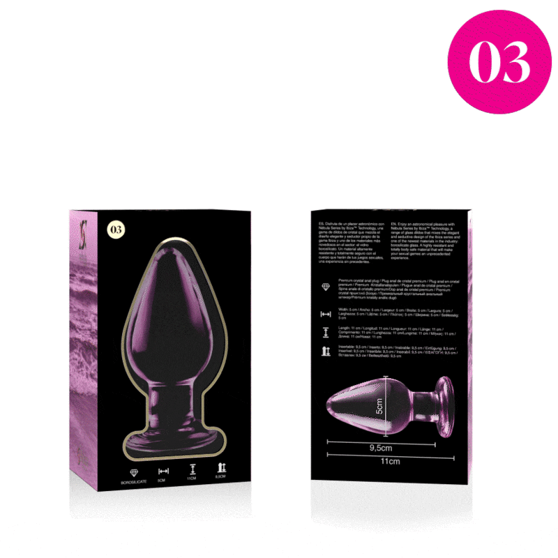 NEBULA SERIES BY IBIZA - MODEL 3 anale plug van borosilicaatglas, roze, 11 CM -O- 5 CM