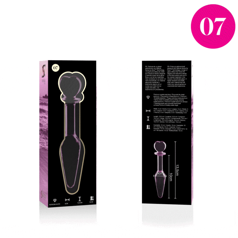 NEBULA SERIES BY IBIZA - MODEL 7 anale plug van borosilicaatglas, roze, 13.5 CM -O- 3 CM