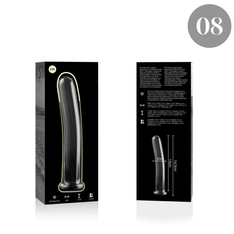 NEBULA SERIES BY IBIZA - MODEL 8 dildo van borosilicaatglas, transparant, 14.5 CM -O- 2 CM