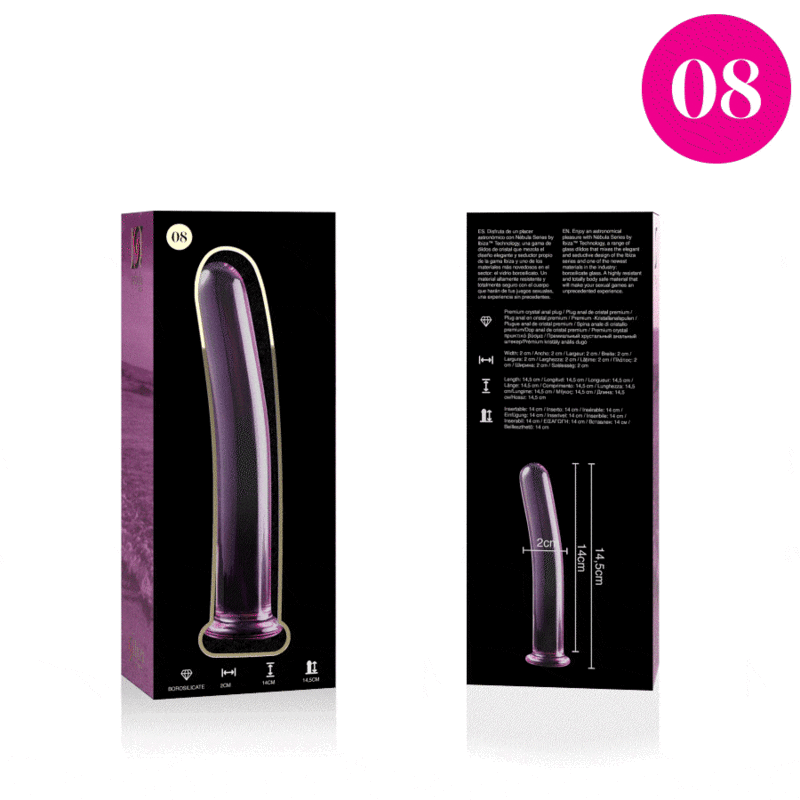 NEBULA SERIES BY IBIZA - MODEL 8 dildo van borosilicaatglas, roze, 14.5 CM -O- 2 CM