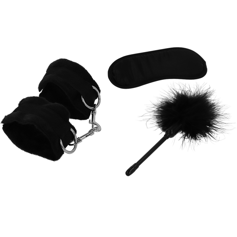 INTENSE - FETISH erotische speelset 2 met handboeien, blinddoek en kietelaar