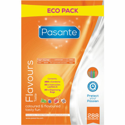 PASANTE - condooms ECO PACK met smaakjes zak 288 stuks